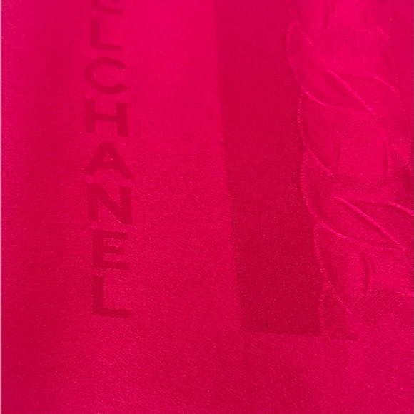 CHANEL Fuchsia Silk Scarf - 32.5” x 33.5” - Picture 3 of 13